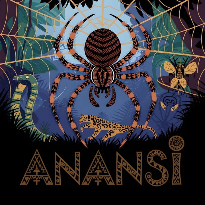 Anansi, il ragno trickster del Ghana e delle leggende africane.