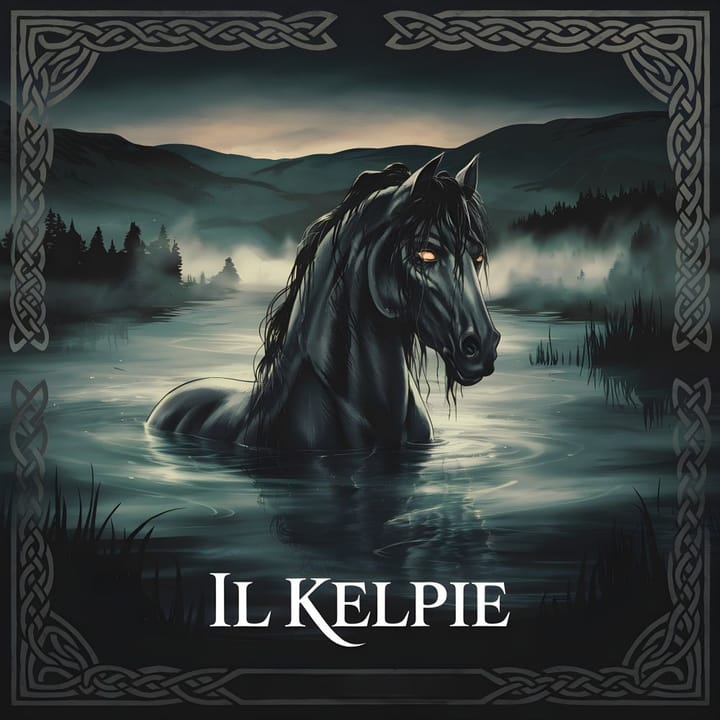 Il Kelpie, creatura del folklore scozzese legata alle acque e al mito dell’inganno mortale.