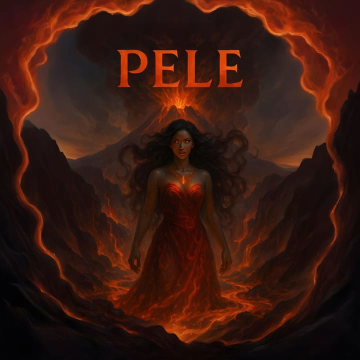Pele, dea hawaiana dei vulcani e del fuoco, simbolo di distruzione e rinascita.