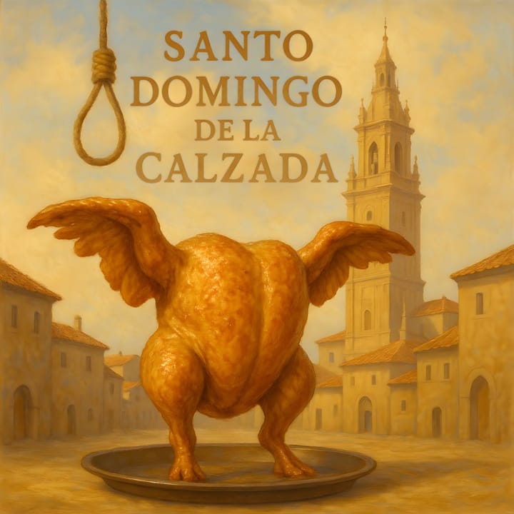 Santo Domingo de la Calzada con il gallo miracoloso, simbolo del Cammino di Santiago e della città spagnola.