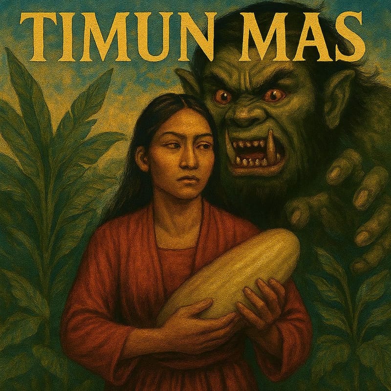 Timun Mas, la leggendaria eroina di Giava che sfida un gigante nella tradizione popolare indonesiana.