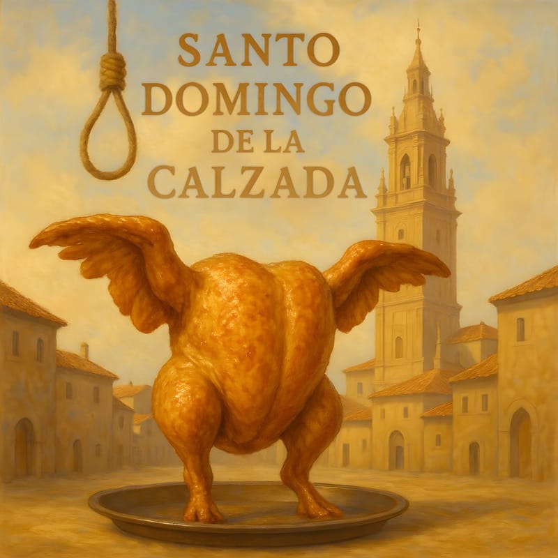 Santo Domingo de la Calzada con il gallo miracoloso, simbolo del Cammino di Santiago e della città spagnola.
